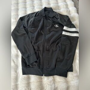 Calvin Klein Jeans Black Bomber Jacket with White Accents